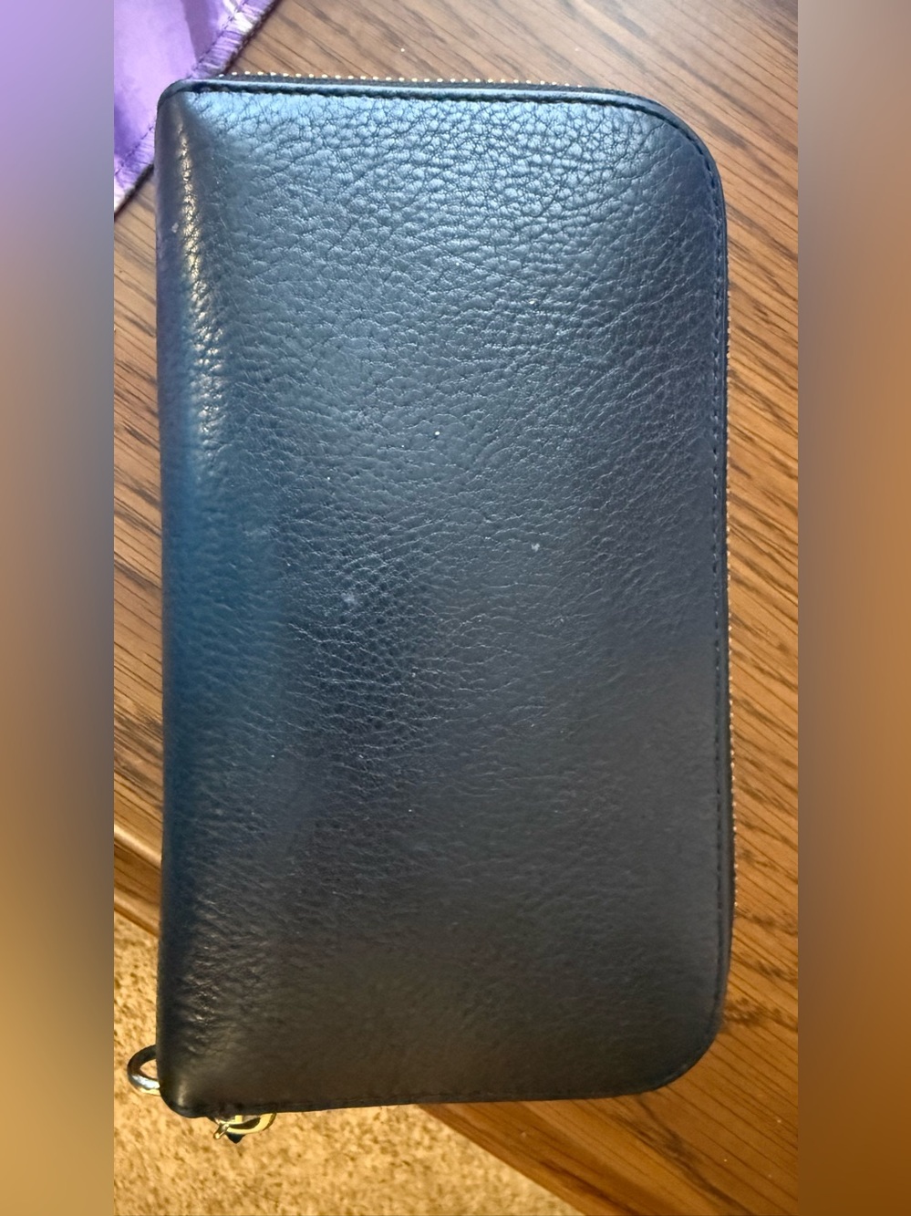 Coach Black Pebbled Leather Wallet with Gold Logo - Picture 2 of 11